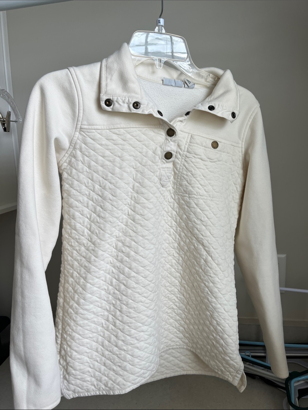 L.L. Bean Off-White Quilted Pullover